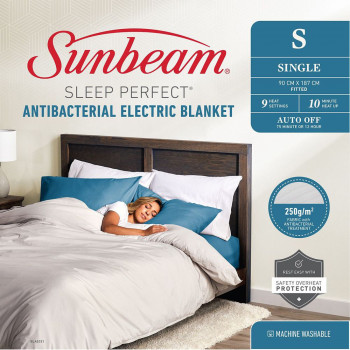 BLA5321 Sunbeam Sleep Perfect Antibacterial Electric Blanket - Single