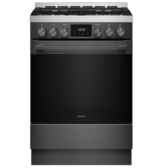EFS6010APDFB Euromaid  60cm 11 Function Pyrolytic Dual Fuel Freestanding Cooker 