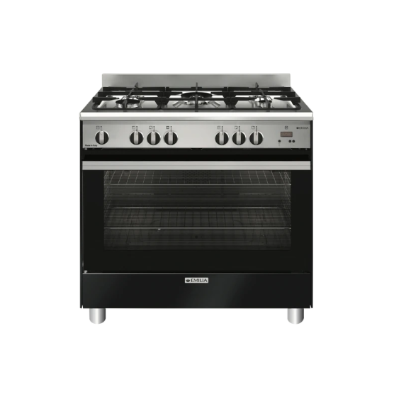 EM965GGMB Emilia 90cm Matte Black Gas Freestanding Cooker 