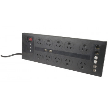 MS4033 Tech Brands 10 Way Home Theatre Surge Protected Powerboard