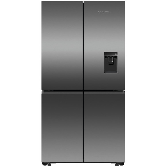 RF605QNUVB1 Fisher and Paykel 538 L Freestanding Activesmart Quad Door Fridge in Black Stainless Steel