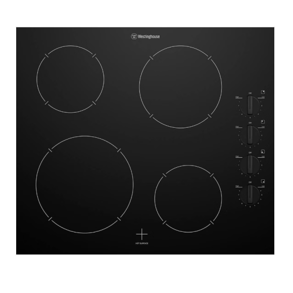 WHC642BE Westinghouse 60cm 4 Zone Ceramic Cooktop