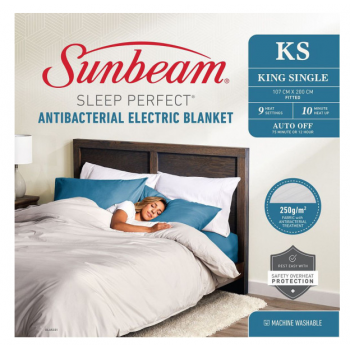 BLA5351 Sunbeam Sleep Perfect Antibacterial Electric Blanket - Queen